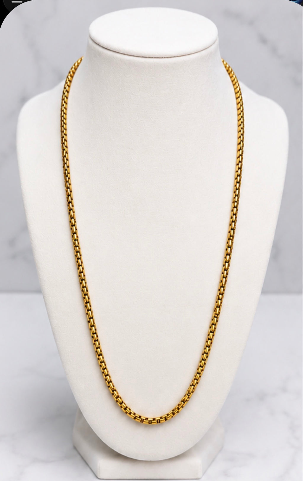 Gold Box Chain Necklace