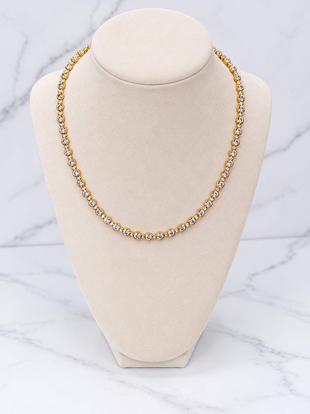 Gold Bezel Tennis Necklace