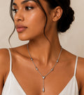 Silver Drop Lariat Necklace (1096)