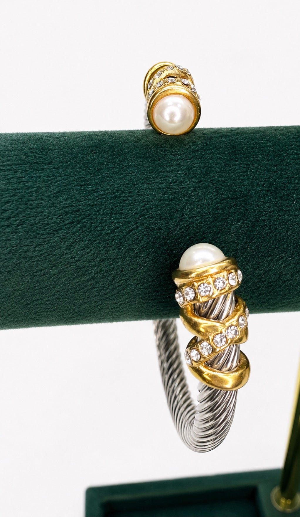 Two Tone Pearl Cable Cuff Bracelet