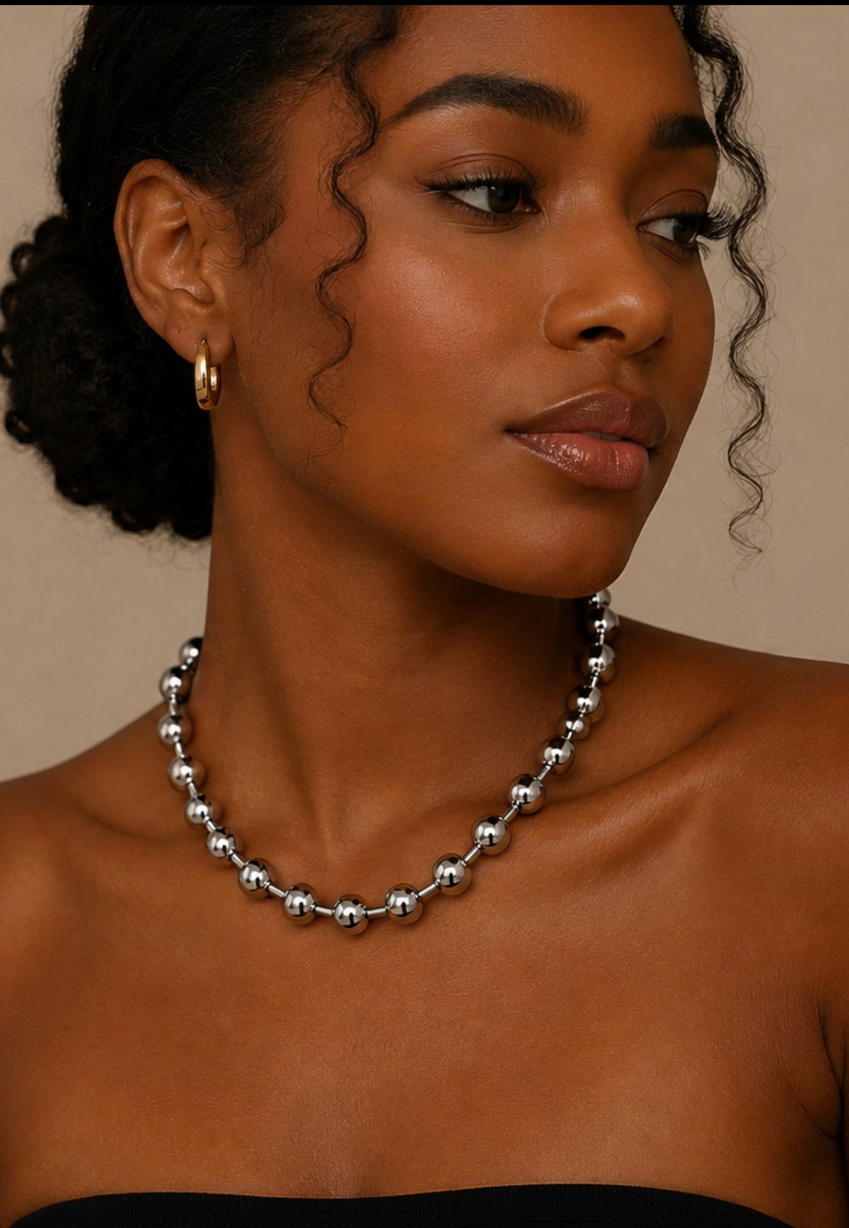 Silver Ball Necklace 1093