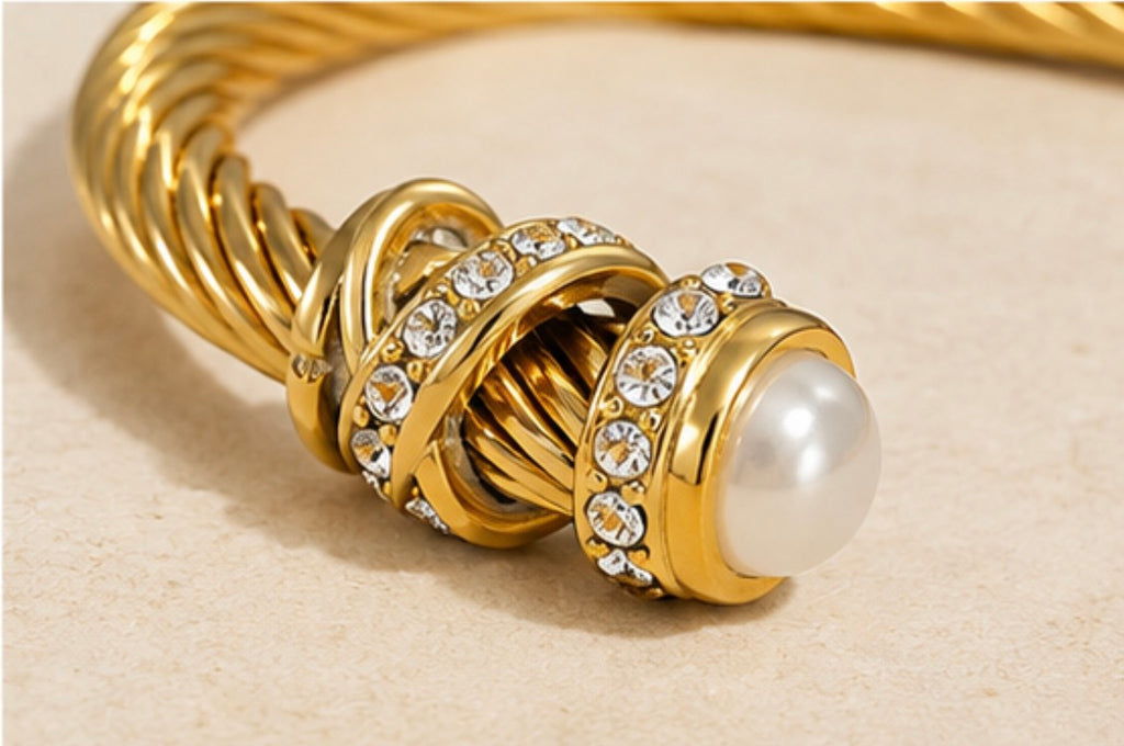 Pearl Cable Cuff Bracelet