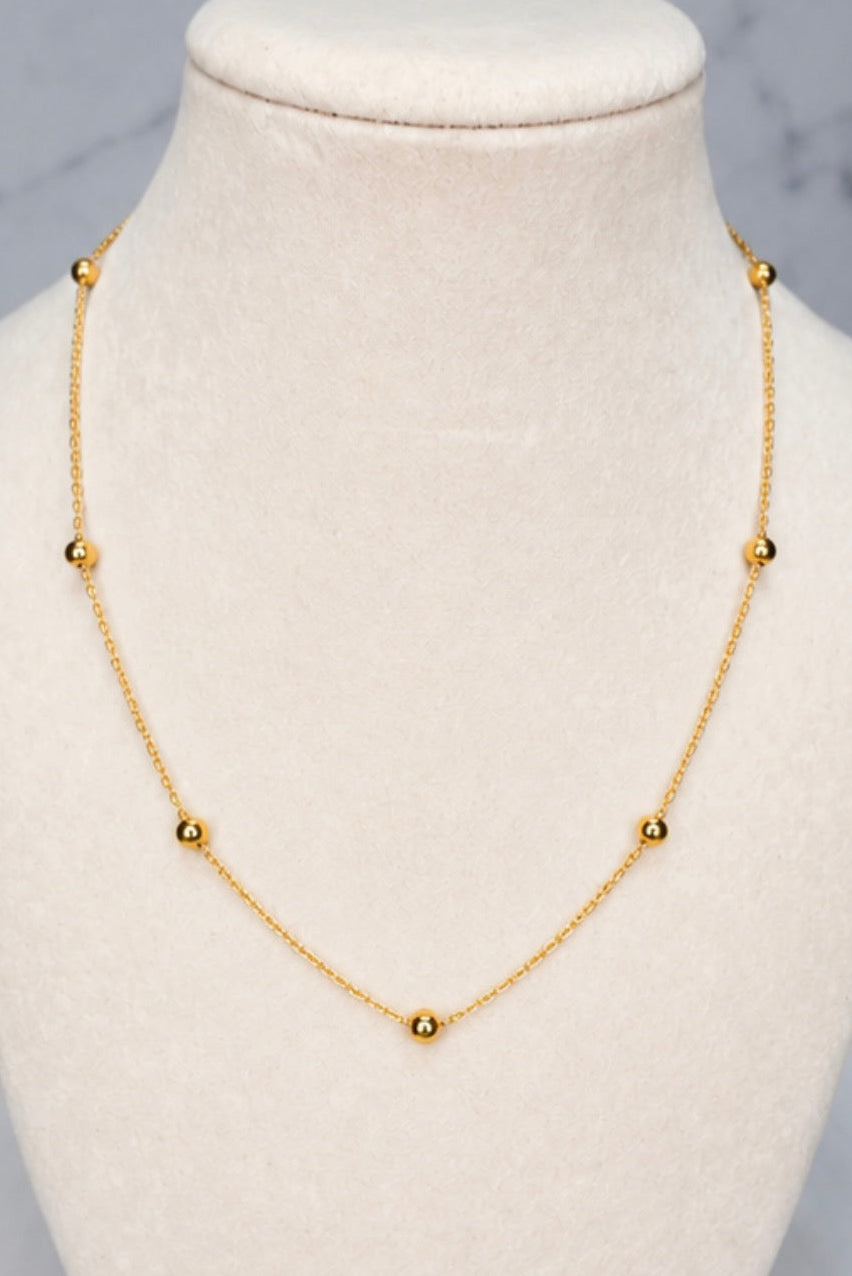 Gold Bead Station Necklace (1098)