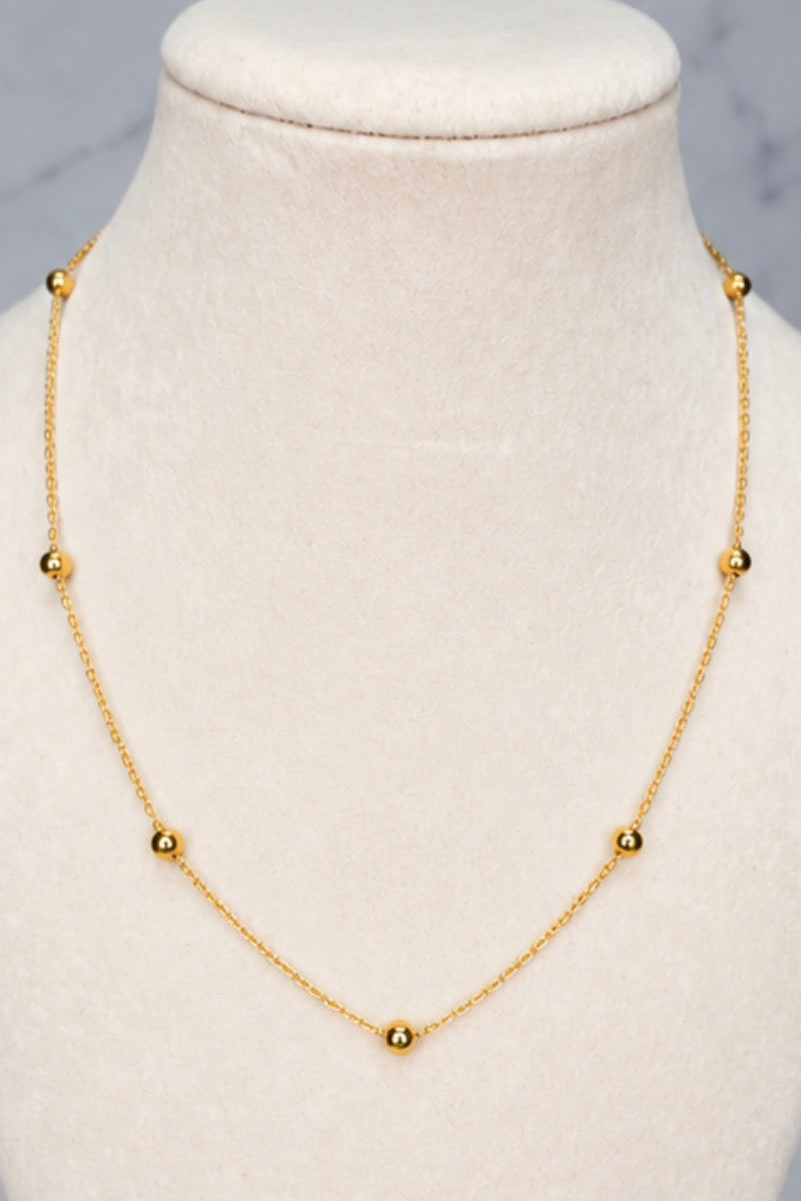 Gold Bead Station Necklace (1098)