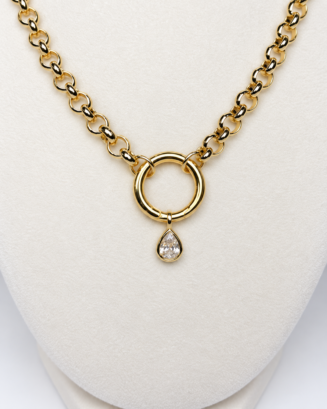 Gold Teardrop Ring Necklace