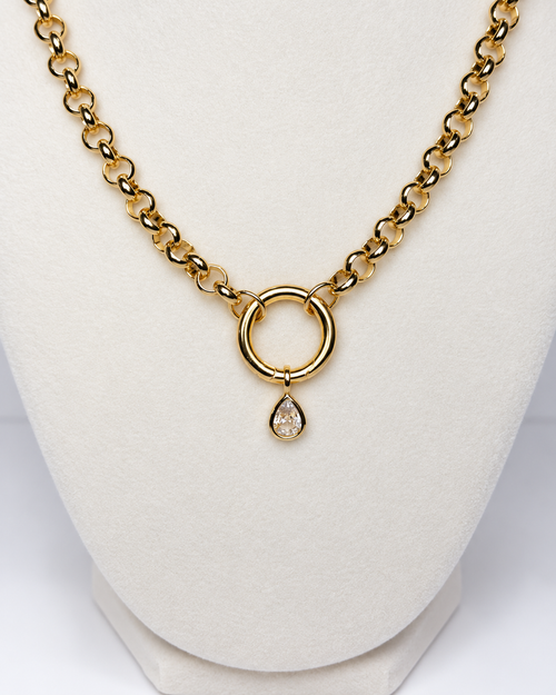 Gold Teardrop Ring Necklace